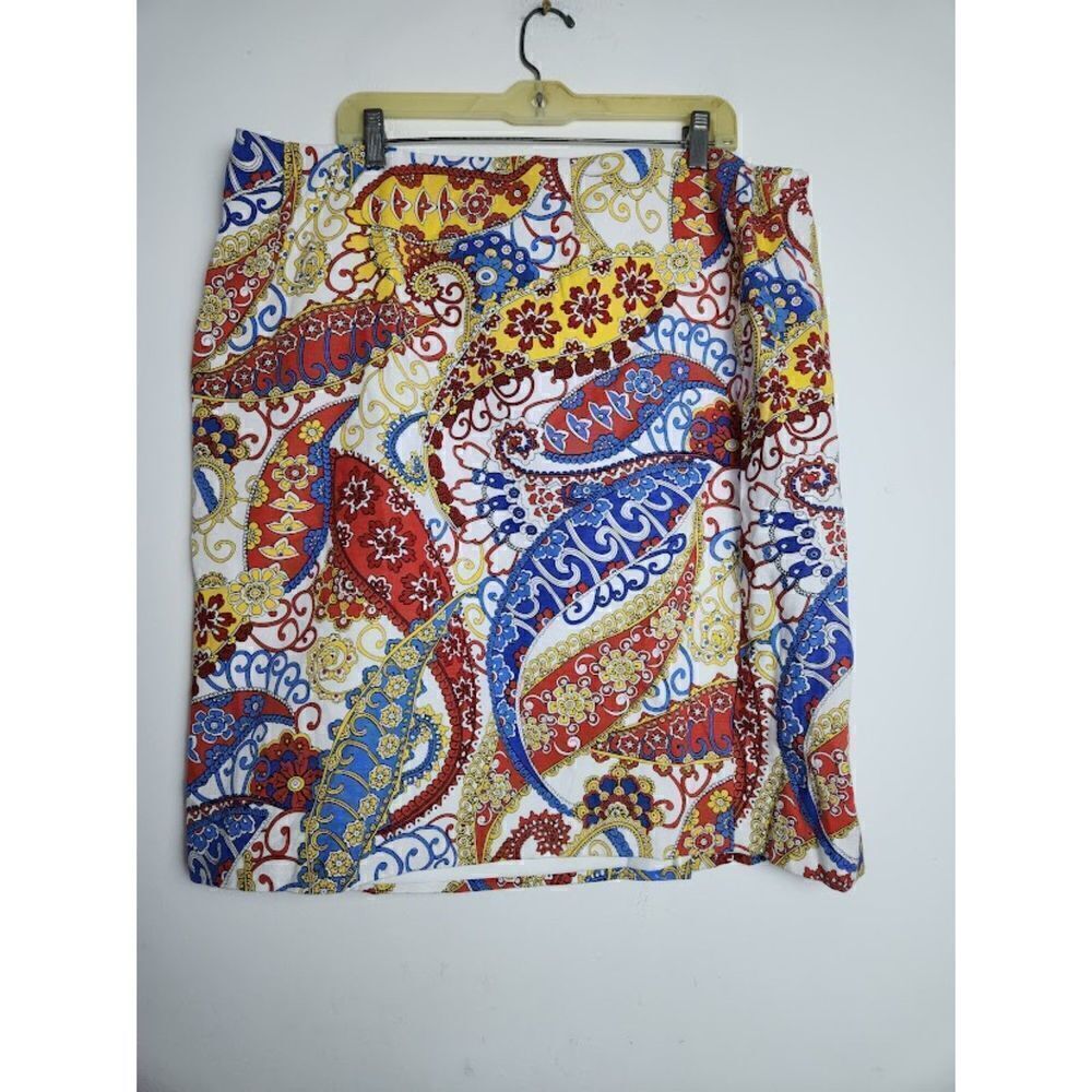 Talbots Women White, Blue, Red Print Canvas A-Line Cotton Skirt size 22W